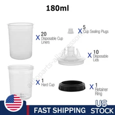 Disposable Paint Spray Gun Cup Liners & Lid 6 Ounce 180ML Set Car Tools