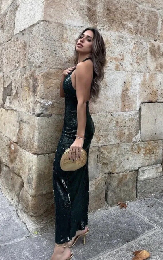 ZARA SEQUIN HALTER MIDI DRESS GREEN M L 9405/870 NWT Christmas Party NWT |  eBay