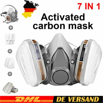 6200 Masque anti-poussière de peinture 7 en 1 Protection respiratoire Demi-masqu - Photo 1/4