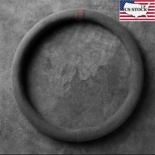 Universal 38cm /15 inch Round Car Steering Wheel Cover Black Suede Non-stick USA
