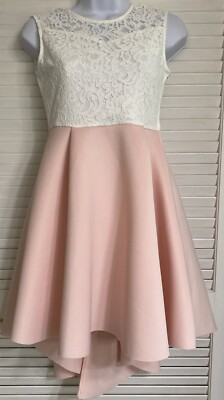 Rare Editions Sleeveless Lace Bodice & Pink High/Low Skirt Dress, 14,  Easter | eBay