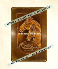 retro taverns  Beer Double Horse Head Kraeusened Evansville tin sign