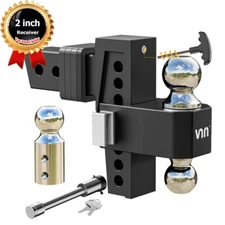 Adjustable Trailer Hitch 2" Receiver Fits 6" Drop Tow Hitch 15000LBS Tri-Ball