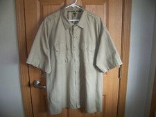 Dickies Flex Button Up Shirt Mens 2XL Khaki Brown Workwear Short Sleeve Outdoors