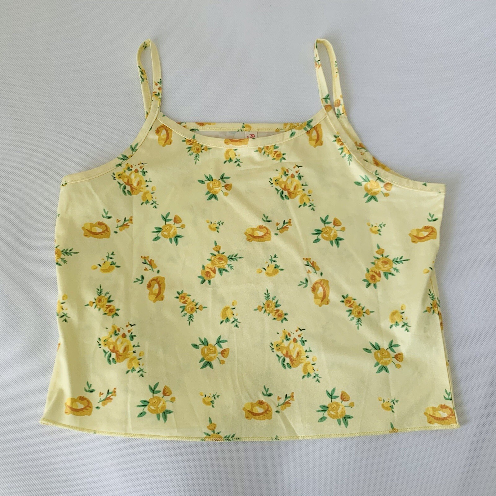 Romwe Crop Top Women Small Yellow Floral Preppy Peasant Cottagecore Boho Y2K 90s