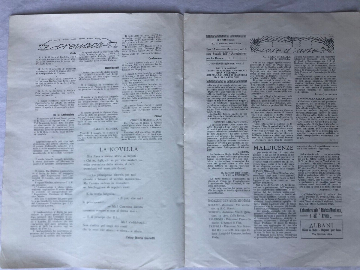 Rarissima Rivista mondana 1921 Anno II 10 Illustrazioni Melkiorre Melis