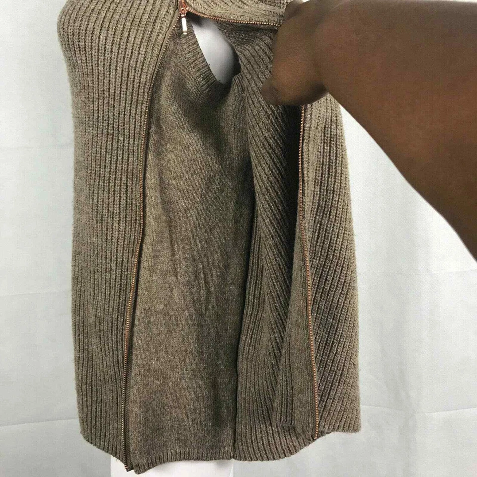 Женский свитер пончо Gibson Latimer маленький коричневый шерстяная смесь на молнии сбоку - Изображение 4 из 4