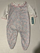 Dr. Denton VTG M 14-18 lbs baby girl floral footed snap pajamas