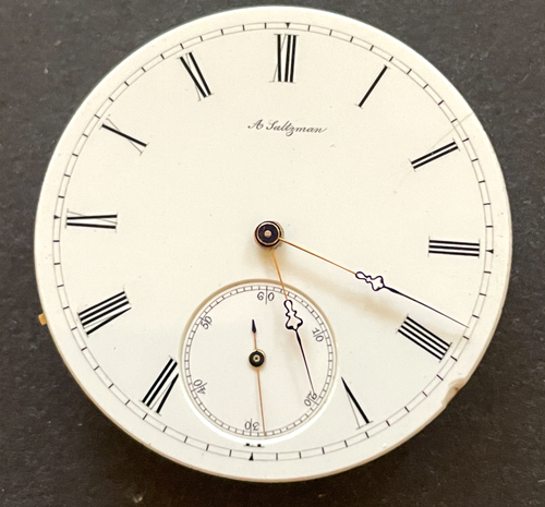 Antique August Saltzman Pocket Watch Movement Running Ticks 38.6mm A. High Grade