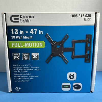 TV Wall Mount Full Motion 13 in. - 47 in. Commercial Electric Brand New in Box