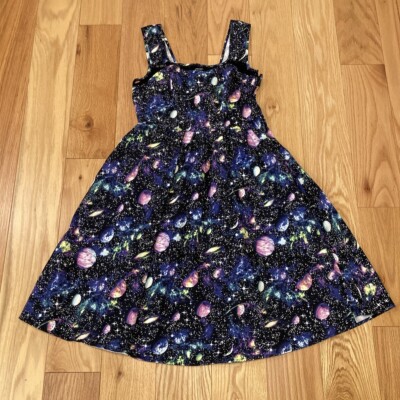 Galaxy Nebula Outer Space Star Sleeveless Dress Sz Small Lace Up Back Hot Topic
