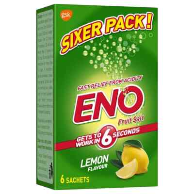 ENO Lemon Multipack Digestive Fruit Salt (30 gm), Pack of 6 Sachets, Fast Ship.