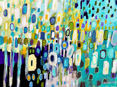 Colorful Abstract Aspen Trees Painting 9x12  Original on Paper