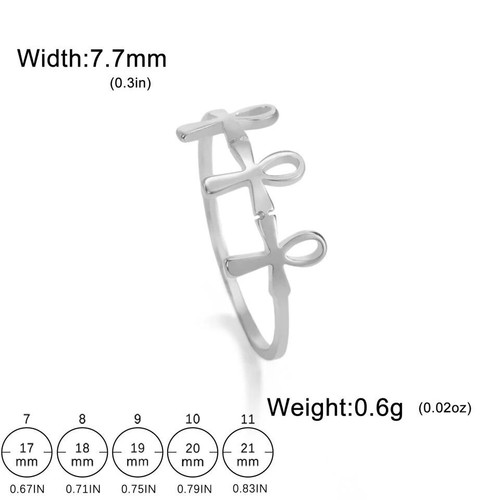 Amulet Egypt Ankh Cross Ring Stainless Steel Finger Rings Retro Jesus Key Life - Picture 5 of 5