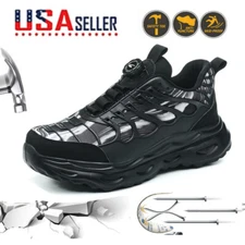 Men Work Safety Shoes Steel Toe Cap Rotating Button Comfort Breathable Sneakers