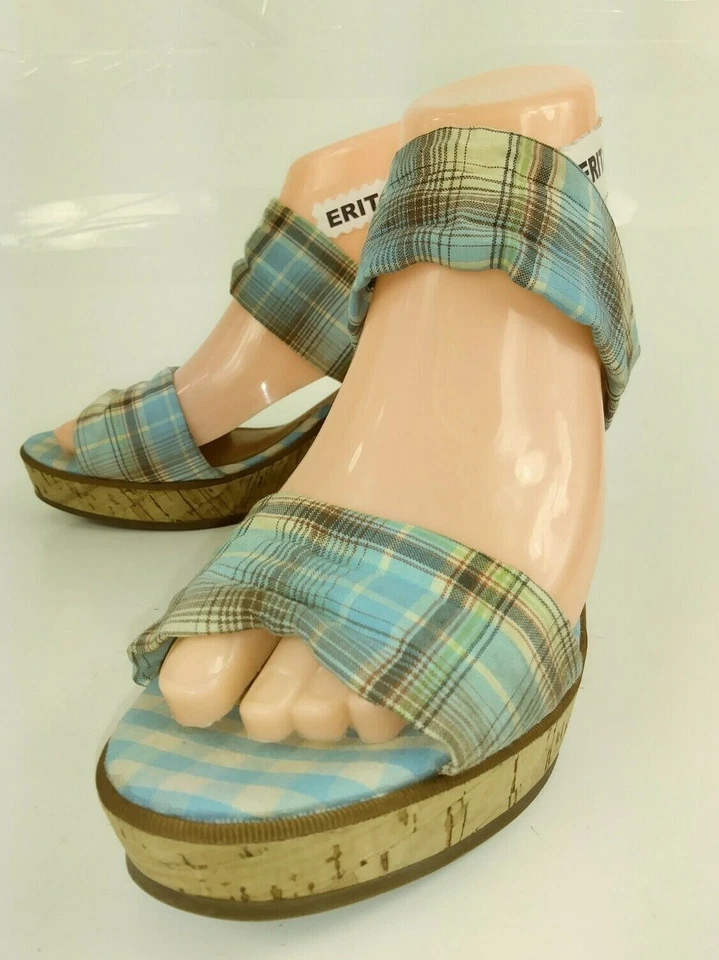 Sperry Top-Sider  Womens Shoes Wedge Heels US 8 M Plaid Fabric Cork 1736 - Image 2 of 4