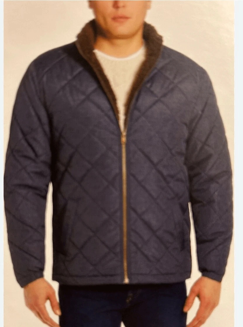 Weatherproof Men’s Puffer Coat sz XXL Quilt Navy Fleece Lined NWOT
