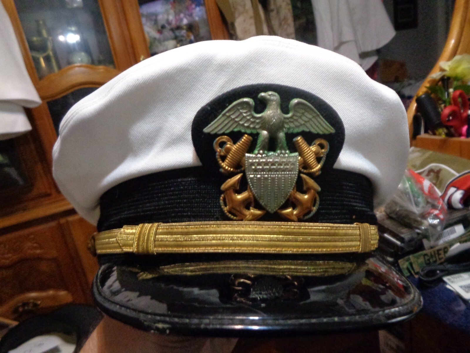 US NAVY MALE LINE OFFICER WHITE COMBINATION COVER BY ZEPHYR WWII eBay