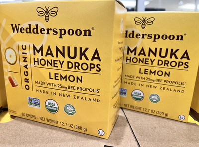 2 Packs- Wedderspoon Organic Manuka Honey Lemon Drops 60ct   New Zealand