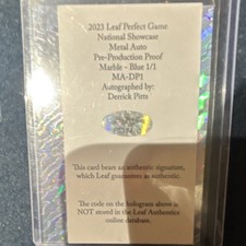 Leaf 2023 Perfect Game Derrick Pitts Auto Marble Blue Pre-Production Proof 1/1