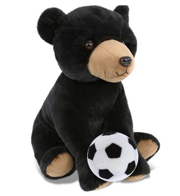 SUPER-SOFT PLUSH - LARGE FLOPPY BLACK BEAR 12'' WITH SOCCER PLUSH
