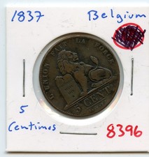 1837 5 centimes Belgium copper coin