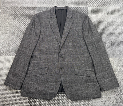 Debenhams 1778 Blazer Jacket Grey Check Plaid Wool Blend Size 48R