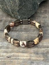 Copper Magnetic Hematite Therapy Bracelet Anklet 2 Row w Cappuccino Jasper