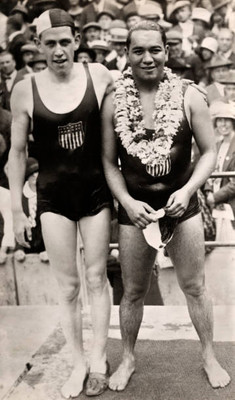 From left silver medallist Paul Wyatt gold medallist Warren Kealoh- Old Photo