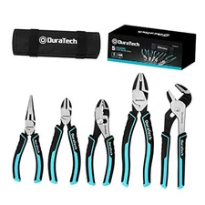  5-Piece Cr-Ni Pliers Set, 6" Long Nose, Slip Joint, Diagonal Cutting, 8" 