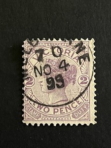 Australia Victoria duty Stamp purple two pence Used RARE L135