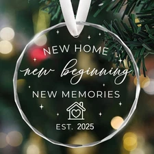 New Home New Beginning Glass Keepsake Ornament Christmas Decor for Moving House