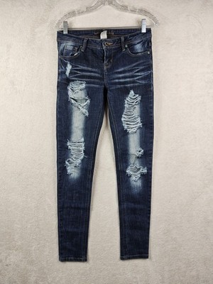 Wet Seal Women's Distressed Slim Denim Jeans Size 3 Regular