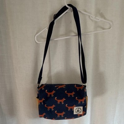 Lady Alamo San Francisco Fox Animal Print Small Crossbody Zip Bag Blue/Orange