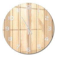 Dekorative Wanduhr Aus GehäRtetem Glas Holzhintergrund WeißE Zeiger Fi60 Cm