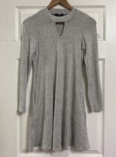 IZ Byer Keyhole Cozy Sweater Dress Women’s XS Stretch Long Sleeve Pockets