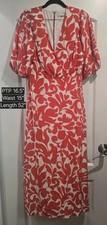 Rhode Ina Midi Dress W/ Puff Sleeves in Red Caspi Sz 6 NWT MSRP $450