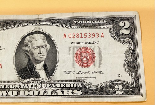 3 LOT=United States USA US Note $2 Dollar Series 1963 G Red Seal - Picture 10 of 11