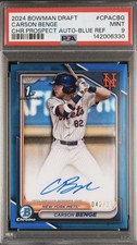 2024 Bowman Chrome Draft Carson Benge PSA 9 Auto Blue Refractor #42/150