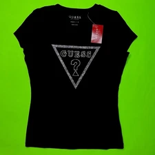 GUESS Los Angeles Women’s Short Sleeve T-Shirt SMALL Black w/Silver NEW