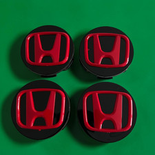 Honda Civic Fit Insight Black Red Wheel Center Caps 58mm 2.25in Rim Hubcaps X4