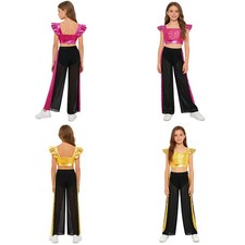 Kids Girls Sets Show Dancewear Costum Outfit Hip Hop Dance With Elastic Jazz