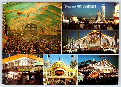 Postcard Oktoberfest Munich Germany Festival Scenes Greetings