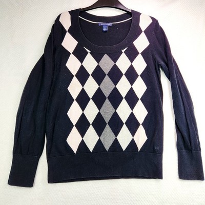 Tommy Hilfiger Strickpullover Rautenmuster Schwarz Herren Größe M