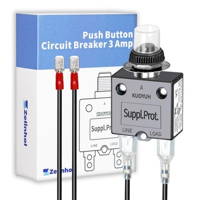 Push Button Circuit Breaker, Low Voltage Protector 3 Amp, Fuse Tester,