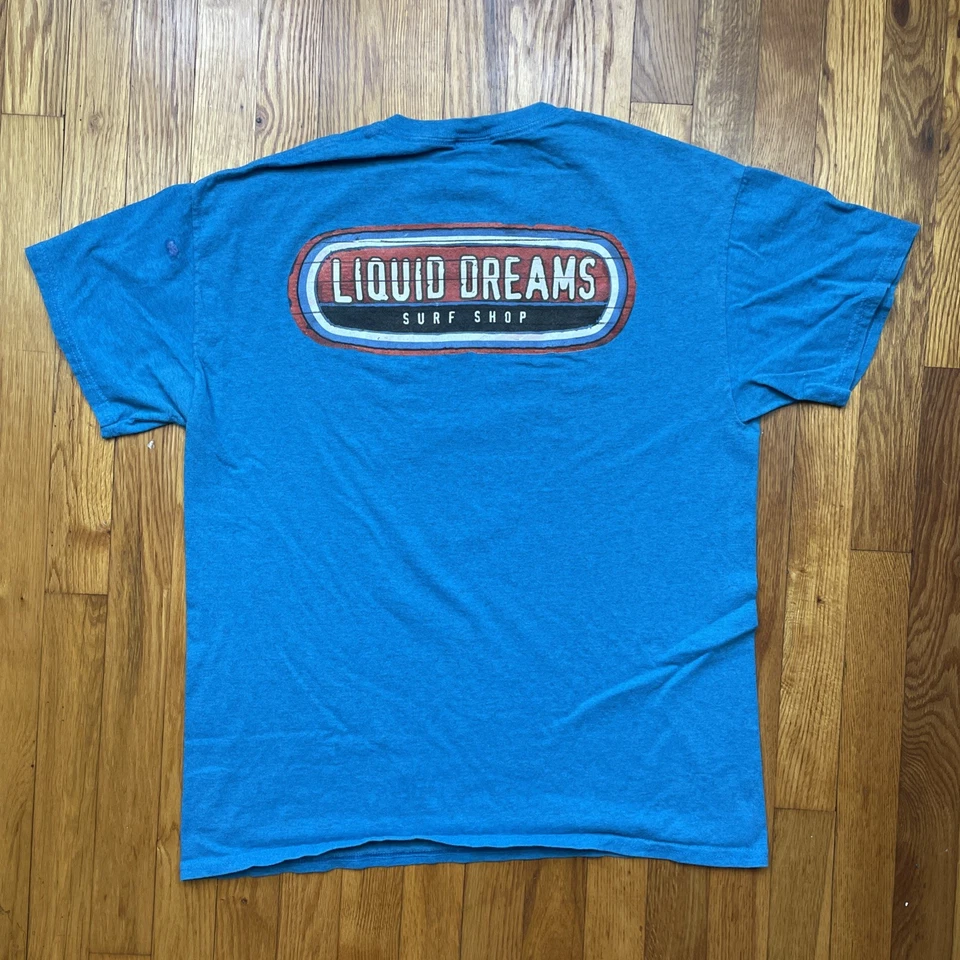 Camisa De Colección Años 90 Liquid Dreams Surf Shop Para Hombres L Clásicos Costales Algodón Azul Foto 2 de 4