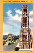 Vintage Postcard New York City Riverside Church And Grants Tomb View