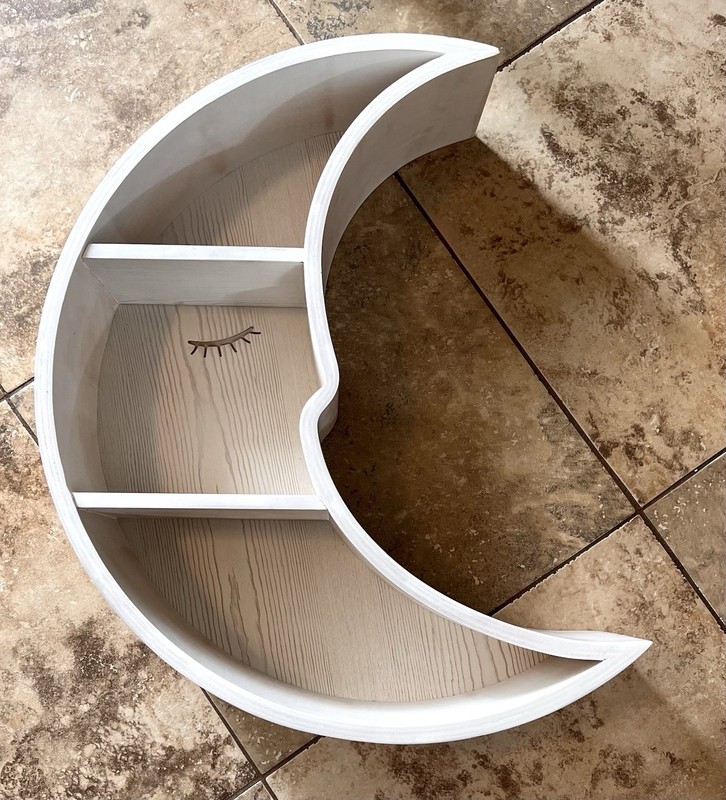 Pottery Barn Kids White Wash Wood Shelf Crescent Goodnight Moon Williams Sonoma
