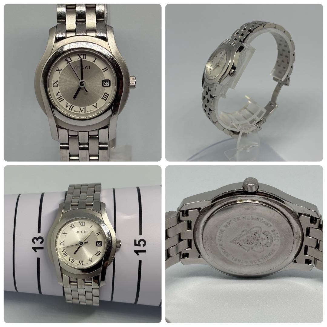 GUCCI 5500L Quartz Watch Wristwatch Silver Women's Authentic