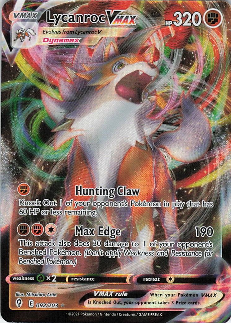 Lycanroc VMAX Holo Ultra Rare SWSH07: Evolving Skies 092/203 NM